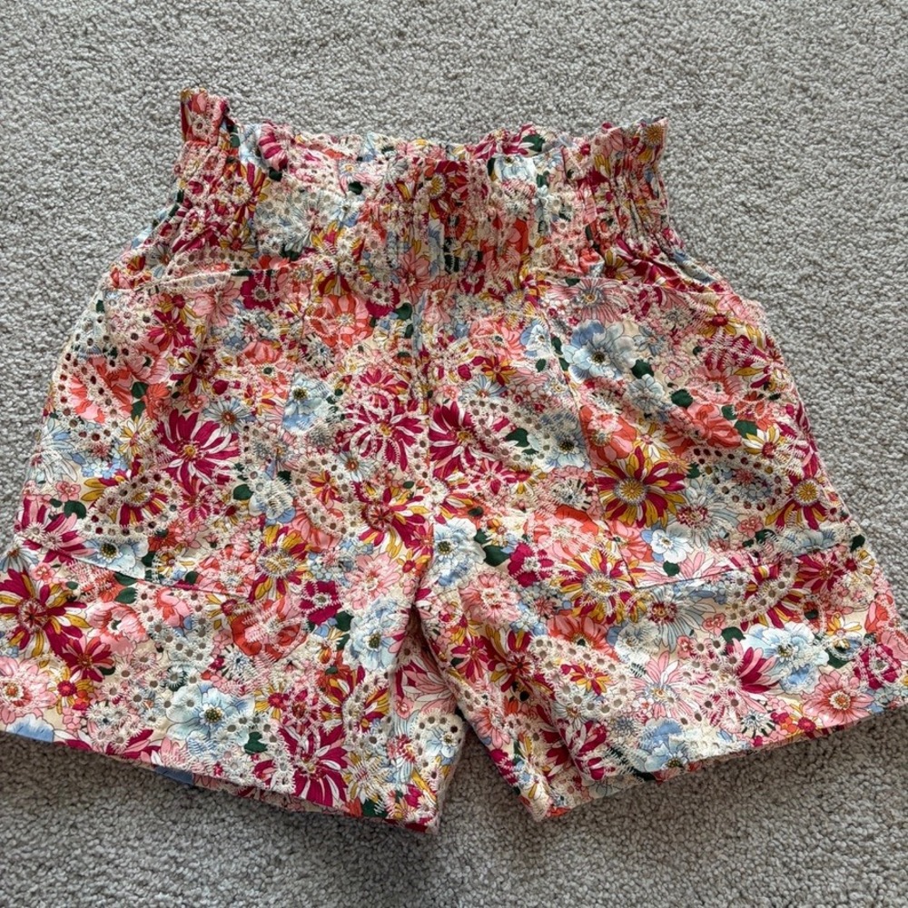 Floral Paperbag Waist Women’s Shorts - Pink Multi
